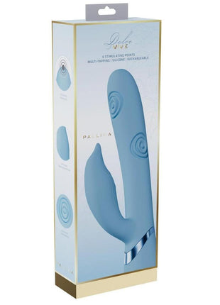 Vive Pallina Rechargeable Silicone Triple Motor G-Spot Vibrating and Tapping Beads Clit Stimulator - Blue