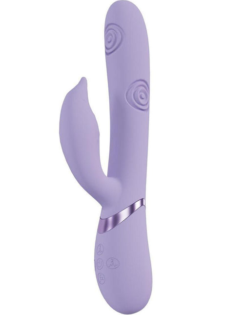 Vive Pallina Rechargeable Silicone Triple Motor G-Spot Vibrating and Tapping Beads Clit Stimulator - Lavender/Purple