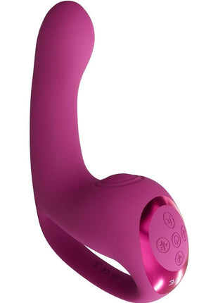 Vive Riko Rechargeable Silicone Triple Motor Thumper with Finger Motion Vibrator - Pink
