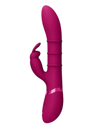 Vive Kura Rechargeable Silicone Triple Motor Up and Down Vibrating Triple Ring Rabbit - Pink
