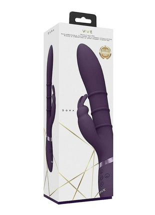 Vive Kura Rechargeable Silicone Triple Motor Up and Down Vibrating Triple Ring Rabbit - Purple