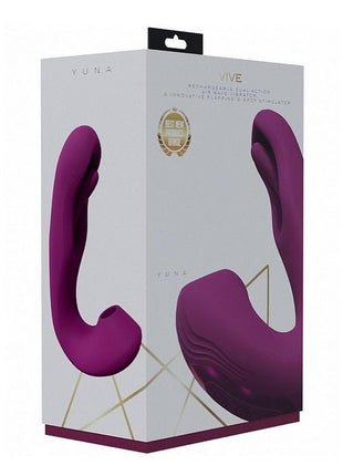 Vive Yuna Rechargeable Silicone Triple Motor Air Wave Vibrator with G-Spot Flapping Stimulation Vibrator - Pink