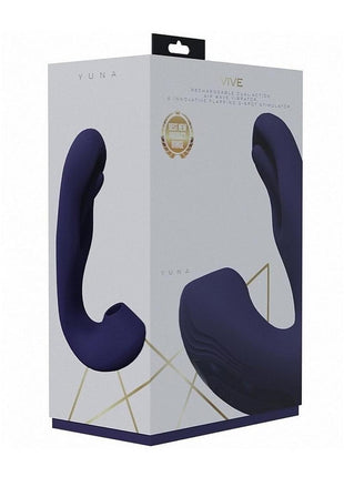 Vive Yuna Rechargeable Silicone Triple Motor Air Wave Vibrator with G-Spot Flapping Stimulation Vibrator - Purple