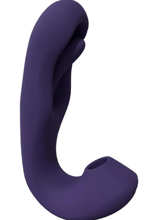 Vive Yuna Rechargeable Silicone Triple Motor Air Wave Vibrator with G-Spot Flapping Stimulation Vibrator - Purple