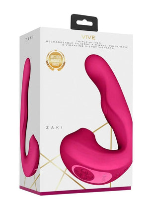 Vive Zaki Air Wave Pulse Wave and G-Spot Rechargeable Silicone Vibrator - Pink