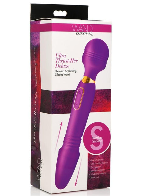 Wand Essential Ultra Thrust-Her Deluxe Rechargeable Silicone Thrusting and Vibrating Wand - Purple