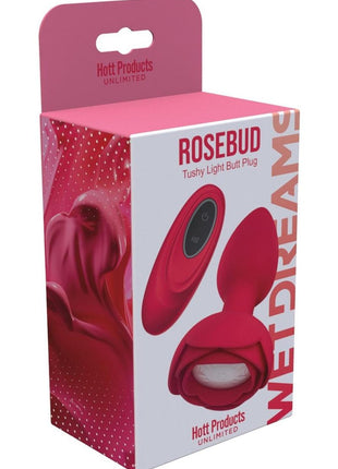 Wet Dreams Rosebud Tushy Light Silicone Butt Plug - Red