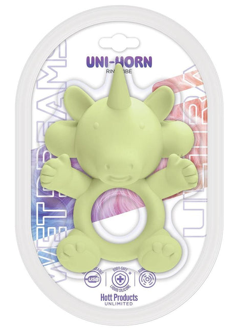 Wet Dreams Uni Horn Rechargeable Silicone Cock Ring - Multicolor