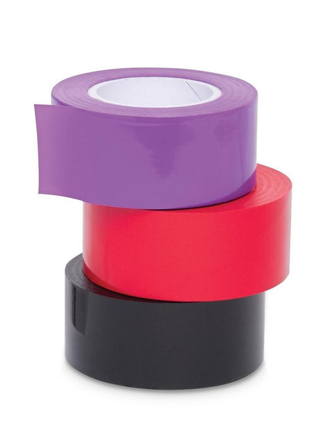 WhipSmart Bondage Tape 150ft with Silky Blindfold - Black/Multicolor/Purple/Red