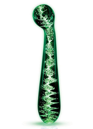 WhipSmart Bulbous Glass Dildo with Curved Base - Clear/Glow In The Dark - 6.5in