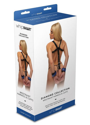 WhipSmart Diamond Wristraint Harness with Cuffs - Blue