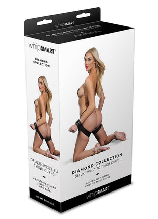 WhipSmart Diamond Wrist to Thigh Cuffs - Black