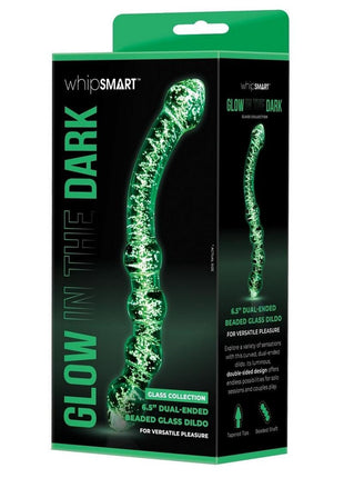 WhipSmart Dual Ended Beaded Glass Dildo - Clear/Glow In The Dark - 6.5in