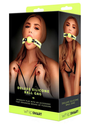 WhipSmart Glow In The Dark Deluxe Silicone Ball Gag - Glow In The Dark/Green