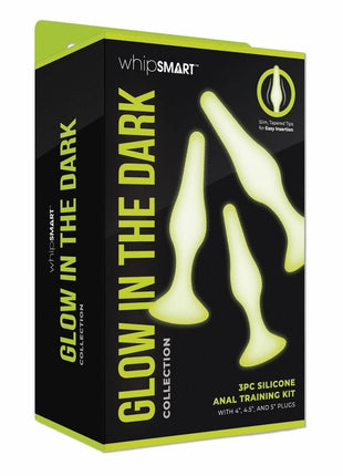 WhipSmart Glow In The Dark Silicone Anal Training Kit - Glow In The Dark/Green - 3 Piece