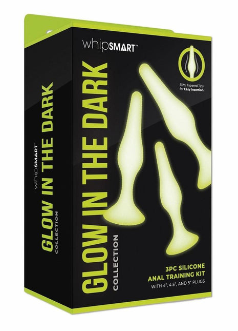 WhipSmart Glow In The Dark Silicone Anal Training Kit - Glow In The Dark/Green - 3 Piece