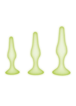 WhipSmart Glow In The Dark Silicone Anal Training Kit - Glow In The Dark/Green - 3 Piece