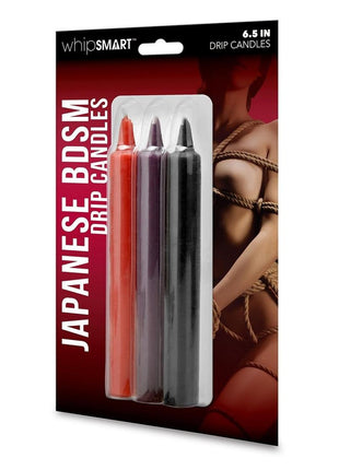 WhipSmart Japanese Bondage Drip Candles - Assorted Colors/Black/Purple/Red - 6.5in - 3 Piece