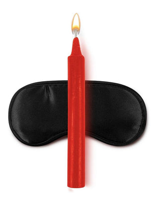 WhipSmart Japanese Bondage Rope Set with Drip Candles and Mask - Black/Red - 4 Piece