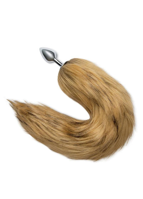 WhipSmart Metal Plug with 14in Fox Tail - Brown/Metal - 2.5in