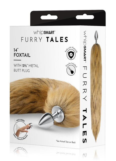 WhipSmart Metal Plug with 14in Fox Tail - Brown/Metal - 2.5in