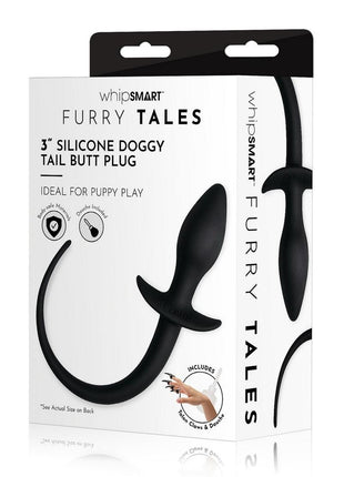 WhipSmart Play Tails Silicone Doggy Tail - Black - 3in