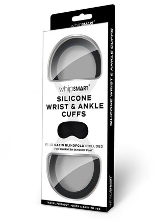 WhipSmart Quickie Cuffs with Eye Mask - Black - Large/Medium
