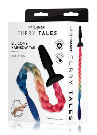 WhipSmart Silicone Plug 3.75in with Unicorn Tail - Multicolor