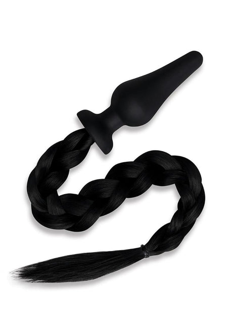 WhipSmart Silicone Plug 4in with Pony Tail - Black
