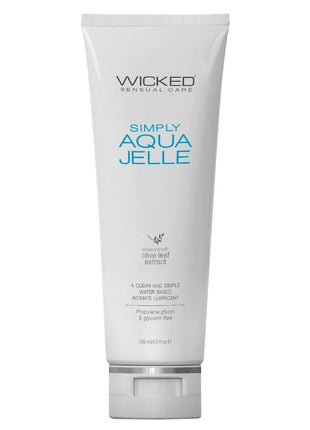 Wicked Simply Aqua Jelle Water Based Lubricant with Olive Leaf Extract - 4oz Tube