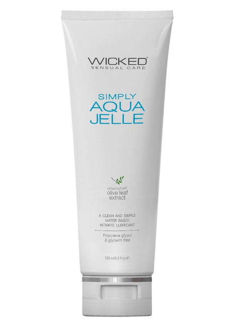 Wicked Simply Aqua Jelle Water Based Lubricant with Olive Leaf Extract - 4oz Tube
