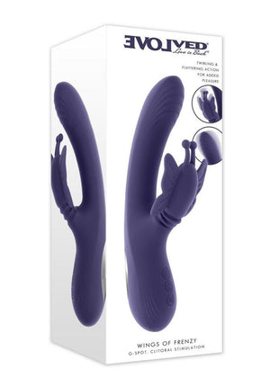 Wings Of Frenzy Rechargeable Silicone Multi Vibrator with Clitoral Stimulator - Purple