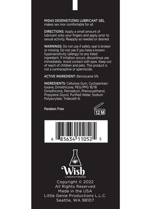 Wish Midas Desensitizing Water Based Lubricant - 2oz