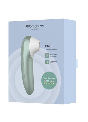 Womanizer Pleasure Air Pro Rechargeable Silicone Air Pulse Clitoral Vibrator - Sage - Green