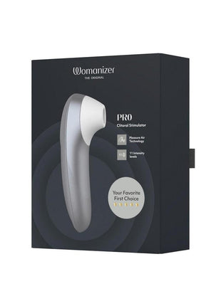 Womanizer Pleasure Air Pro Rechargeable Silicone Air Pulse Clitoral Vibrator - Grey/Silver
