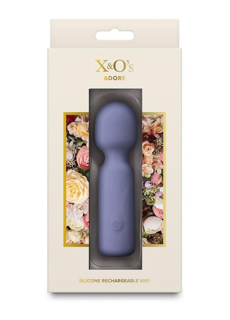 X and O's Adore Rechargeable Silicone Mini Vibrating Wand - Blue