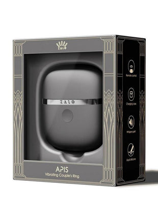 Zalo Apis Rechargeable Silicone App Compatible Vibrating Couple's Ring - Black