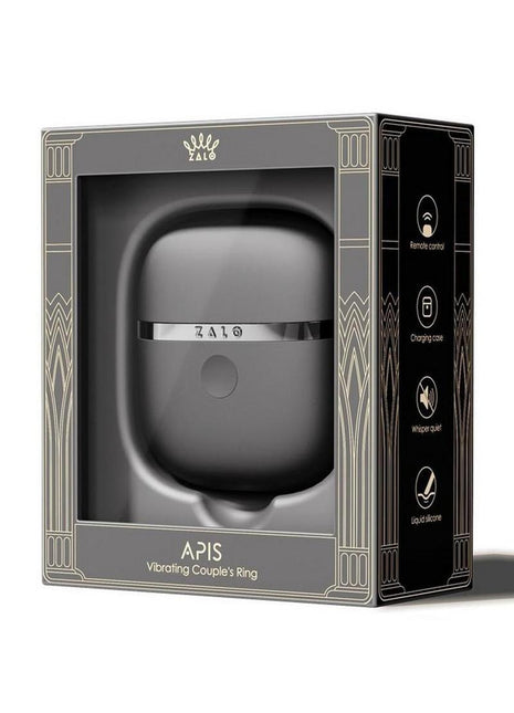 Zalo Apis Rechargeable Silicone App Compatible Vibrating Couple's Ring - Black