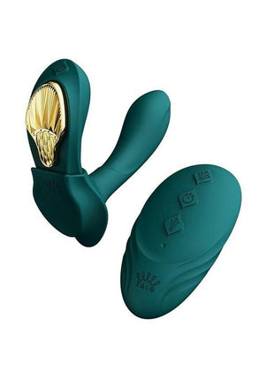 Zalo Aya Rechargeable Silicone Wearable Vibrator - Gold/Green
