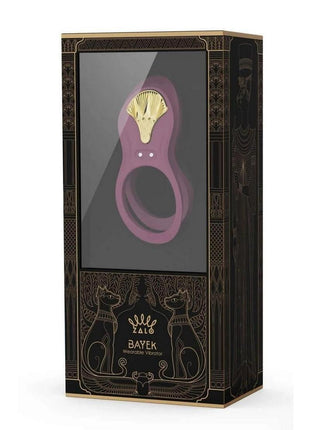Zalo Bayek Rechargeable Silicone App Compatible Vibrating Couples Ring - Gold/Purple