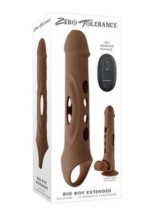 Zero Tolerance Big Boy Extender Rechargeable Silicone Penis Extension with Remote - Chocolate