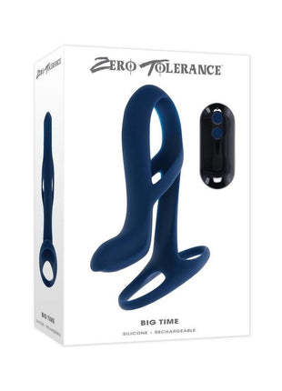 Zero Tolerance Big Time Rechargeable Silicone Vibrating Penis Extension - Blue