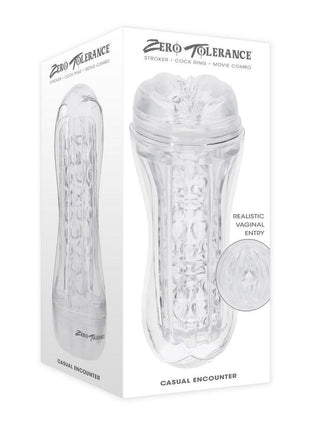 Zero Tolerance Casual Encounter Beaded Pussy Stroker with Vibrating C-Ring - Clear