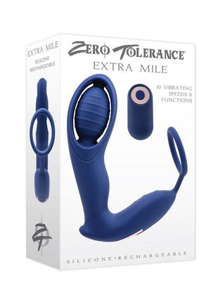Zero Tolerance Extra Mile Rechargeable Silicone C-Ring Double Motor Vibrator with Remote Control - Blue