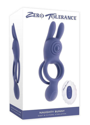 Zero Tolerance Naughty Bunny Rechargeable Silicone Vibrating Rabbit Cock Ring - Purple