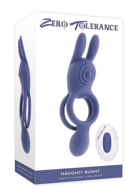 Zero Tolerance Naughty Bunny Rechargeable Silicone Vibrating Rabbit Cock Ring - Purple