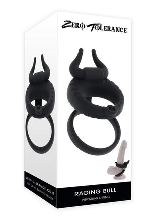 Zero Tolerance Raging Bull Rechargeable Silicone Dual Cock Ring - Black