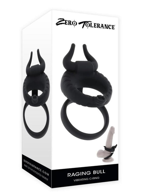 Zero Tolerance Raging Bull Rechargeable Silicone Dual Cock Ring - Black