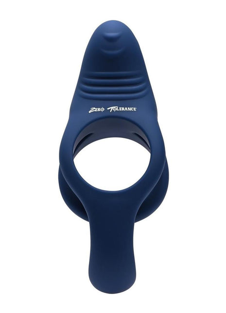 Zero Tolerance Ring Around The Rosy Rechargeable Silicone Double Cock Ring - Blue