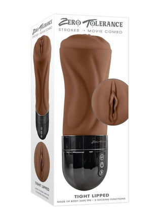 Zero Tolerance Tight Lipped Rechargeable Pussy Masturbator - Chocolate